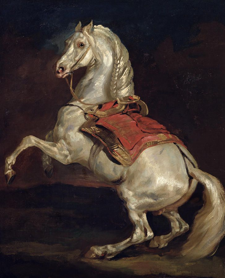 Théodore Géricault. Tamerlane. The horse of Emperor Napoleon under the red saddle