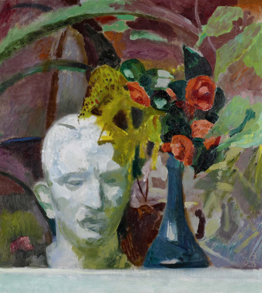 Cuno Amiet. Still life with bust and vase with flowers