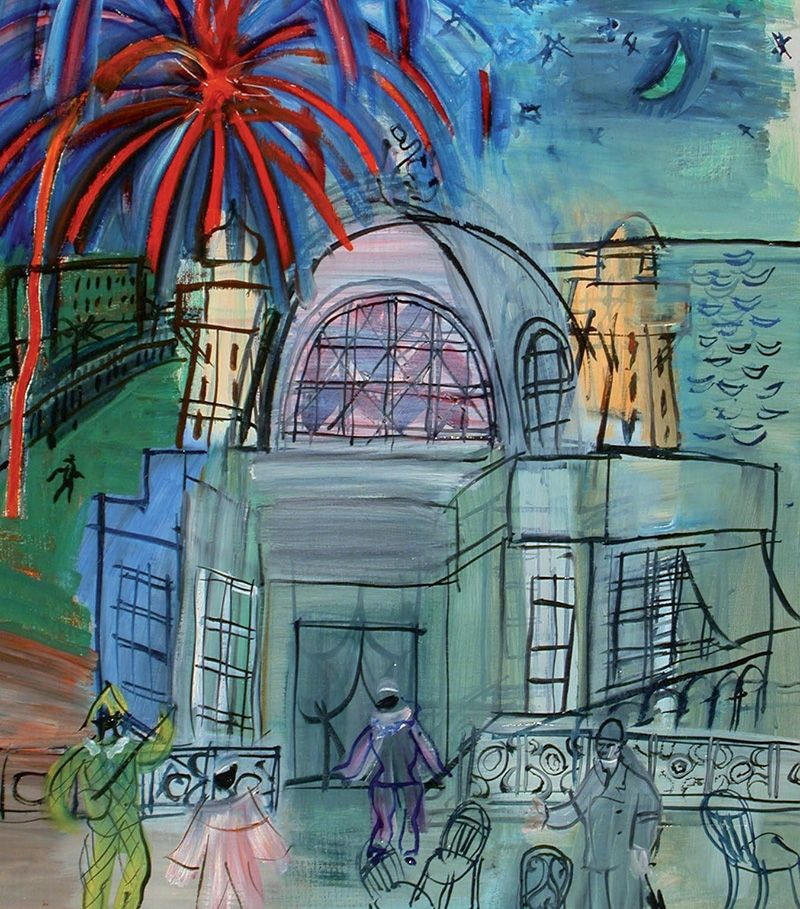 Raoul Dufy. Fireworks in nice, the promenade near the casino de La Jetée in nice