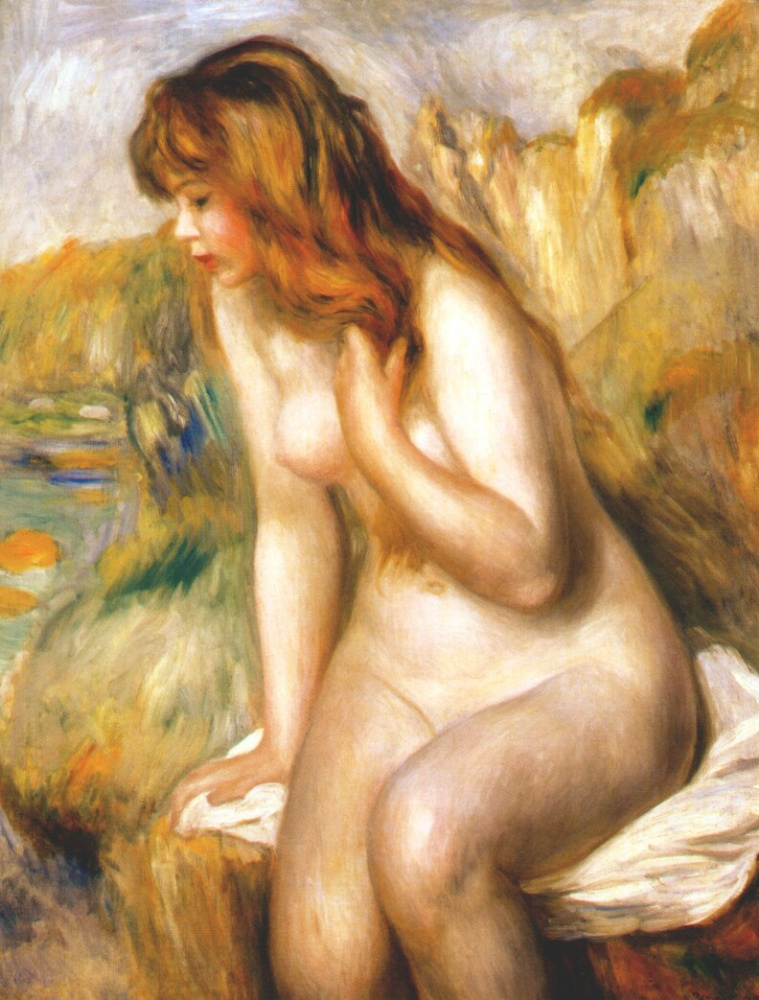 Pierre-Auguste Renoir. Bather sitting on a rock