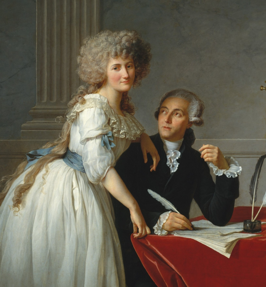 Jacques-Louis David. Portrait of Antoine Laurent Lavoisier and his wife Marie Anne Pierrette Pulse. Fragment