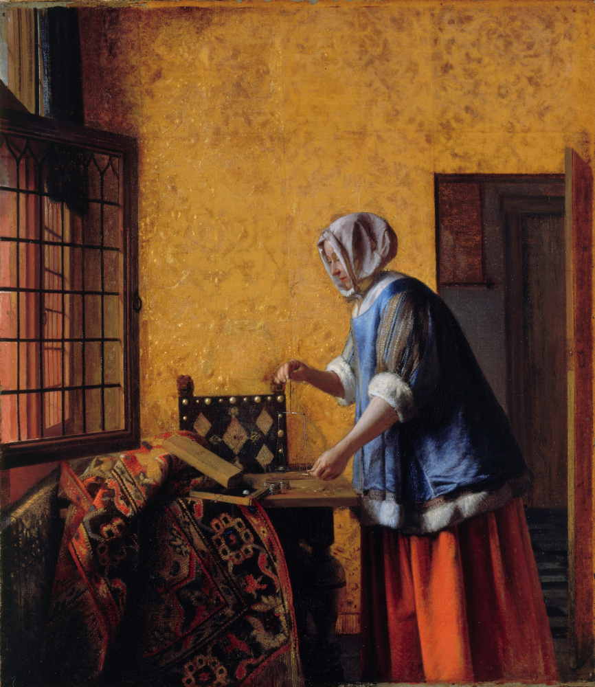 Pieter de Hooch. Woman weighing gold