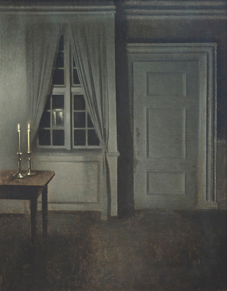 Vilhelm Hammershøi. Interior with two candles