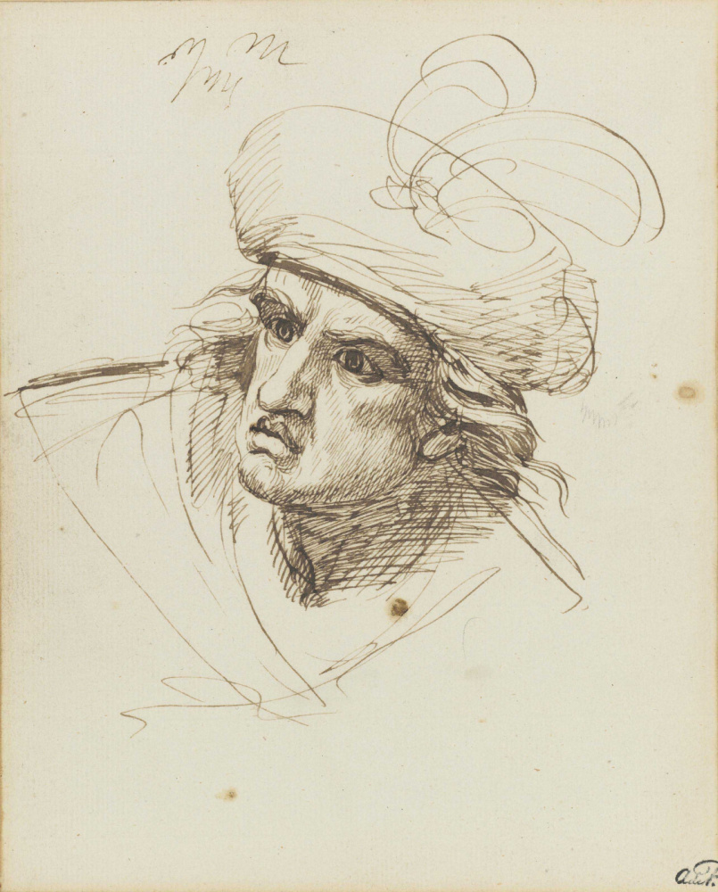 George Romney. Portrait of a man in a hat with a feather (Macbeth). Sketch