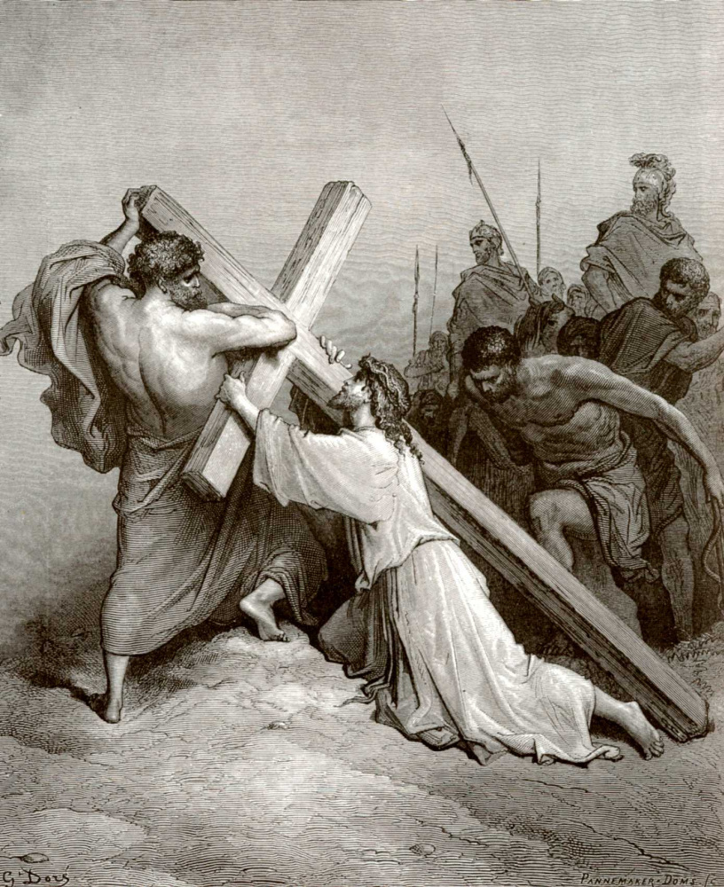 Paul Gustave Dore. Bible Illustration: Carrying the Cross