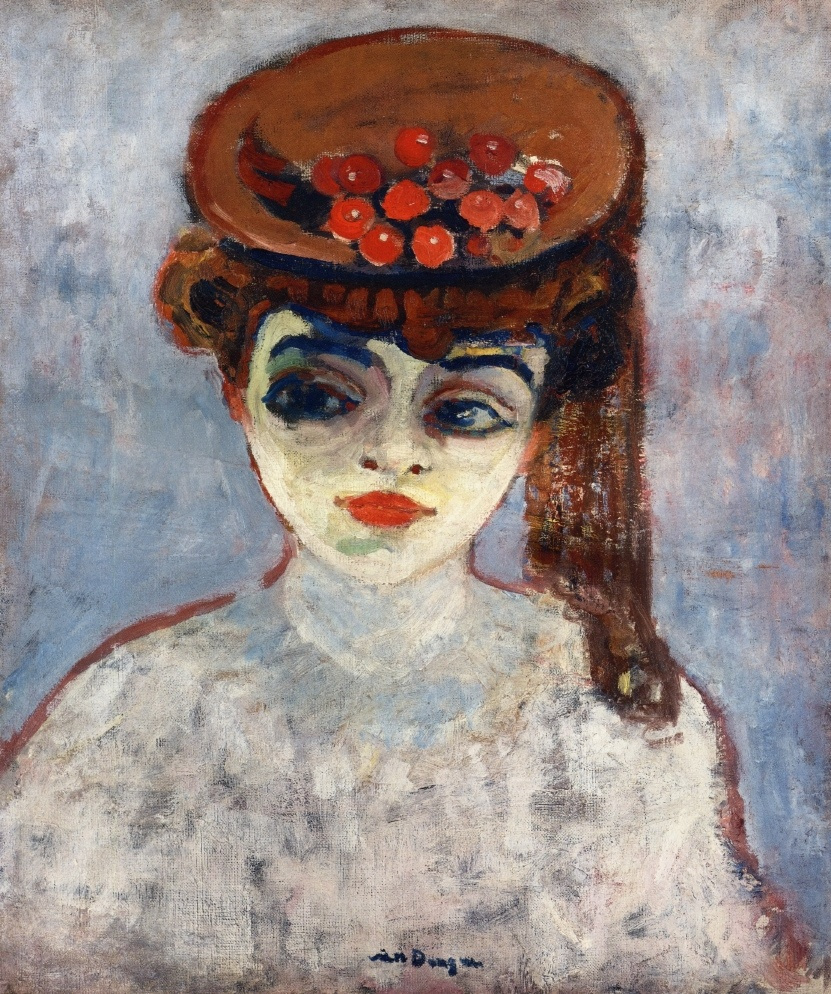 Kees Van Dongen. Mujer, con, cerezas, en, un, sombrero