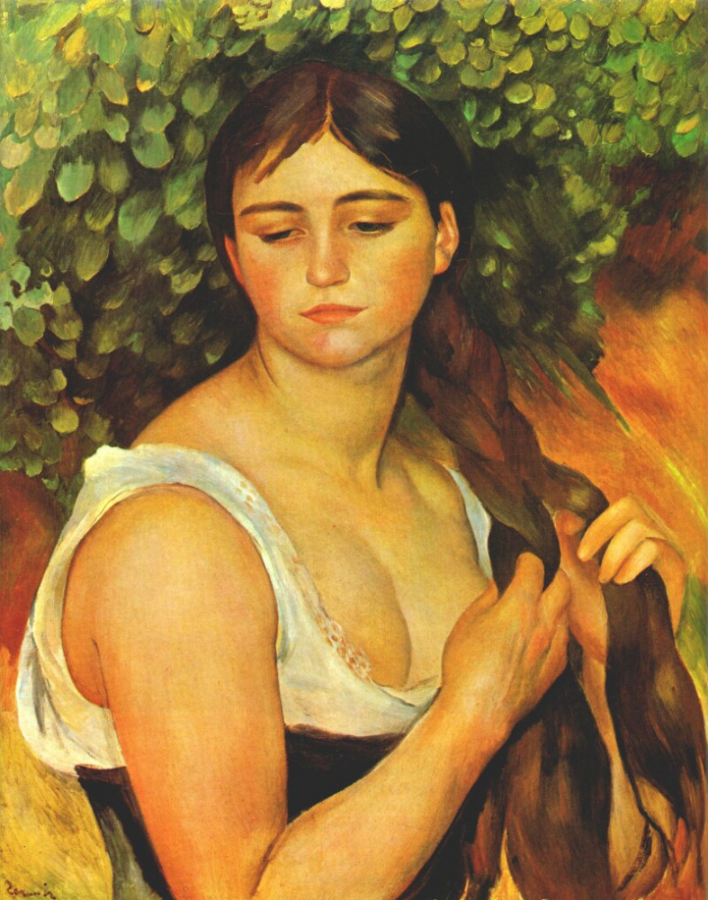 Pierre-Auguste Renoir. Girl zaplatila hair (Suzanne Valadon)