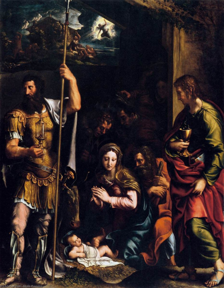 Giulio Romano. The Nativity and the adoration of the shepherds