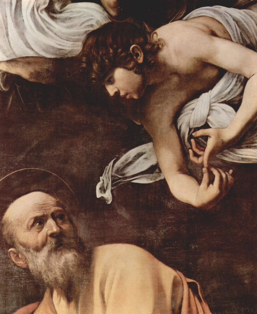 Michelangelo Merisi de Caravaggio. Saint Matthew and the angel. Fragment