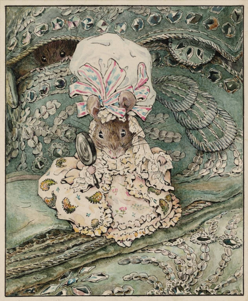 Ellen Beatrix Potter. Lady Mouse in un berretto. Illustrazione per "Il sarto di Gloucester"
