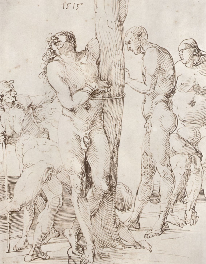 Albrecht Dürer. Sketch six Nude figures