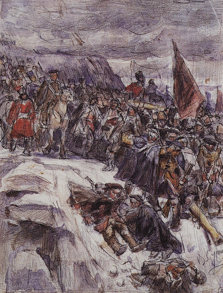 Vasily Ivanovich Surikov. Suvorov crossing the Alps. Sketch