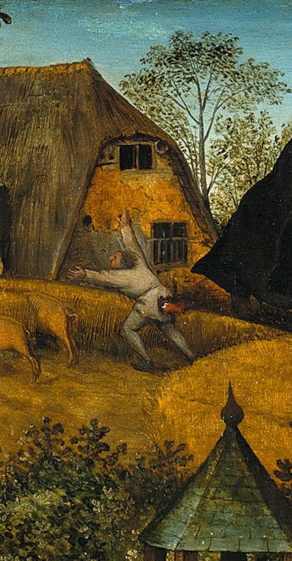 Flemish proverbs. Fragment: If the gates are open, the pigs run into the barn - carelessness turns into disaster. The grain is smaller - the pig is thicker - the profit of one turns into losses of the other. Run like your ass is on fire - be in big troubl