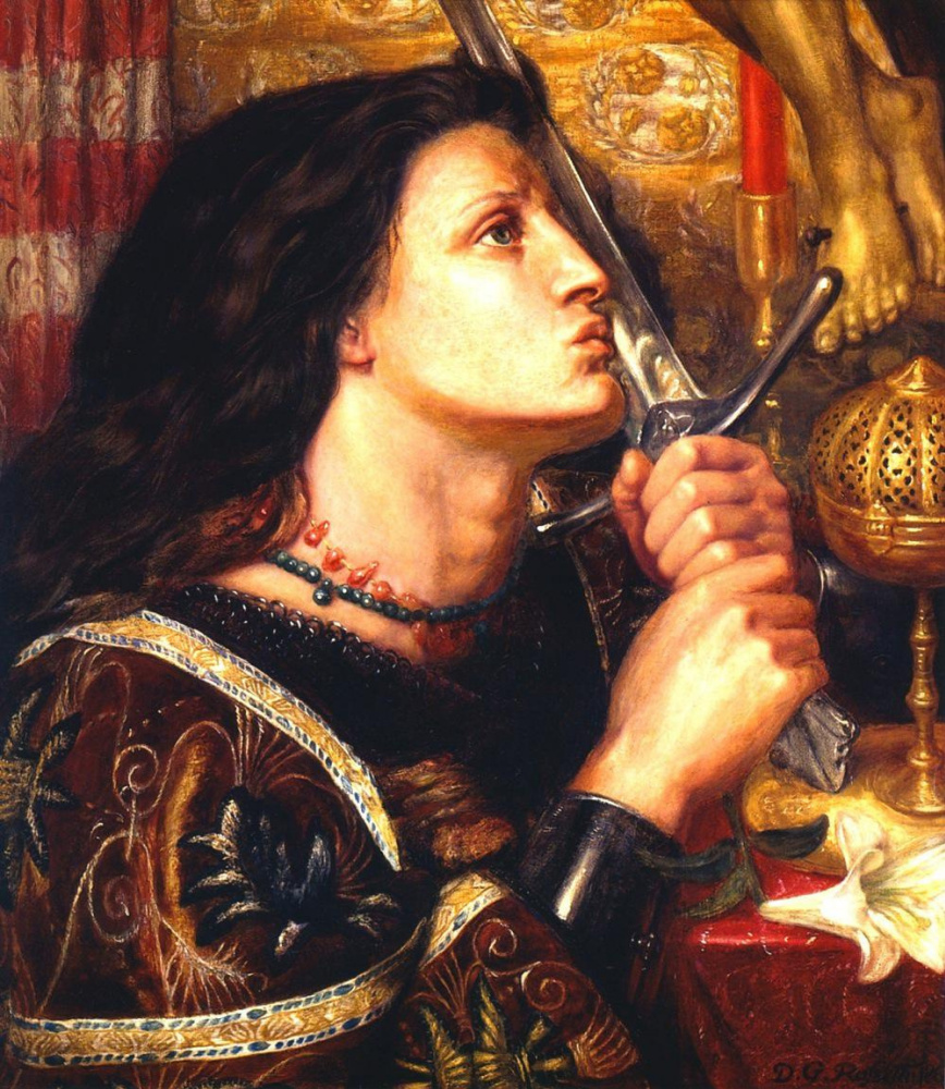 Dante Gabriel Rossetti. Joan of Arc kisses the sword of salvation