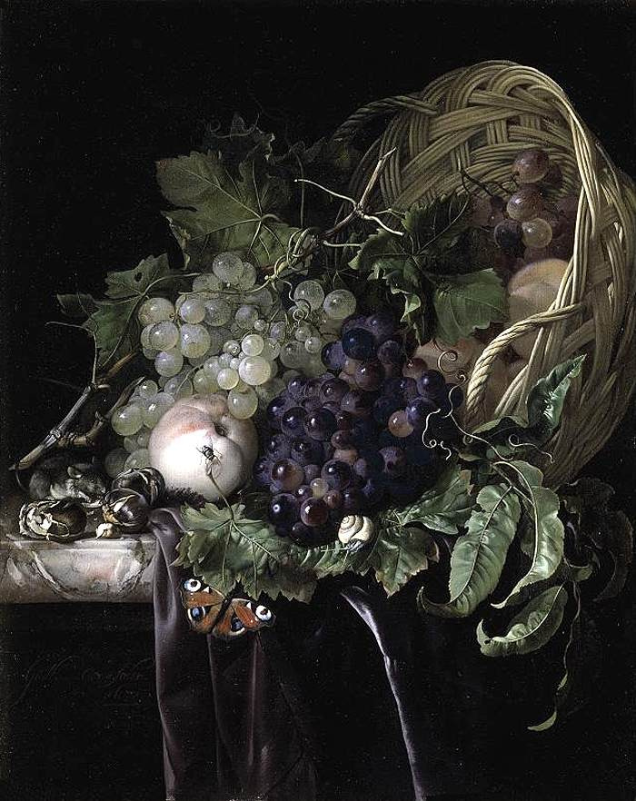 Willem van Aelst. Still life with fruit in basket