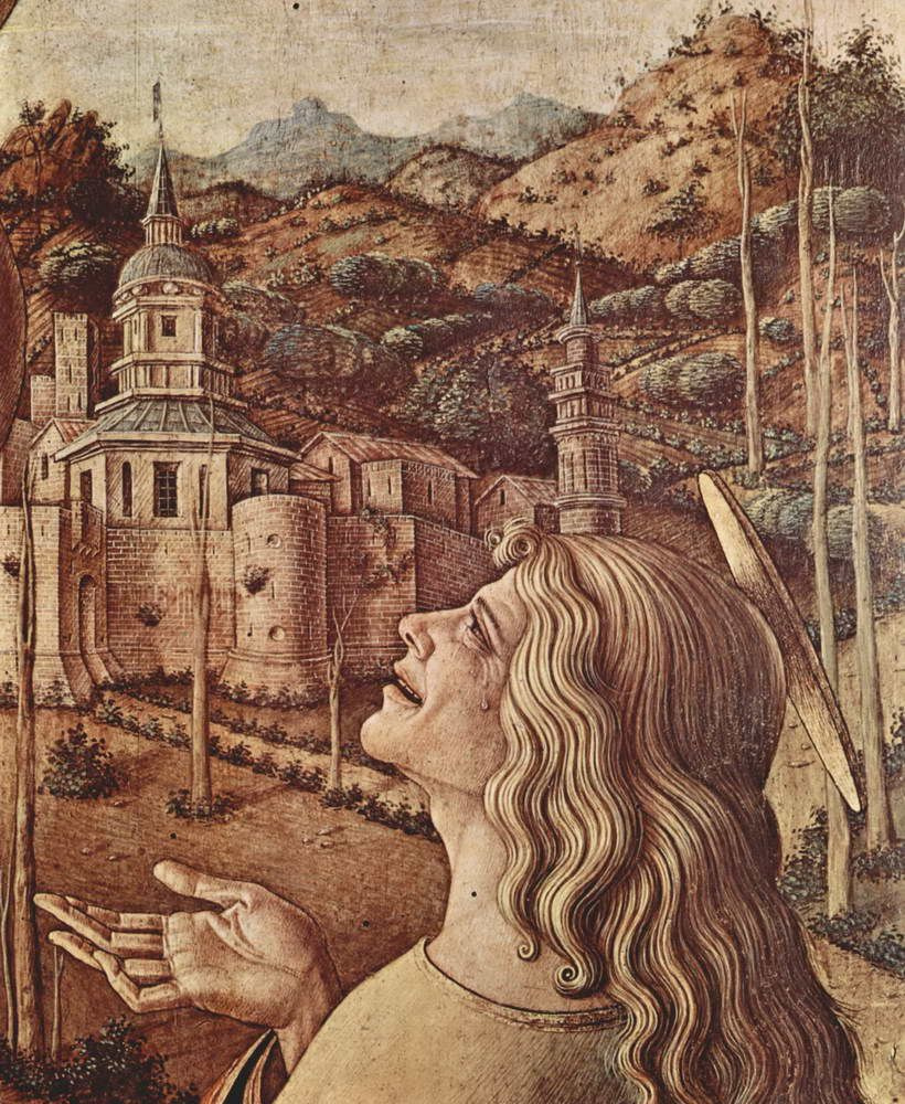 Carlo Crivelli. Crying Saint John. The altar of the Cathedral of Camerino. The crucifixion. Fragment