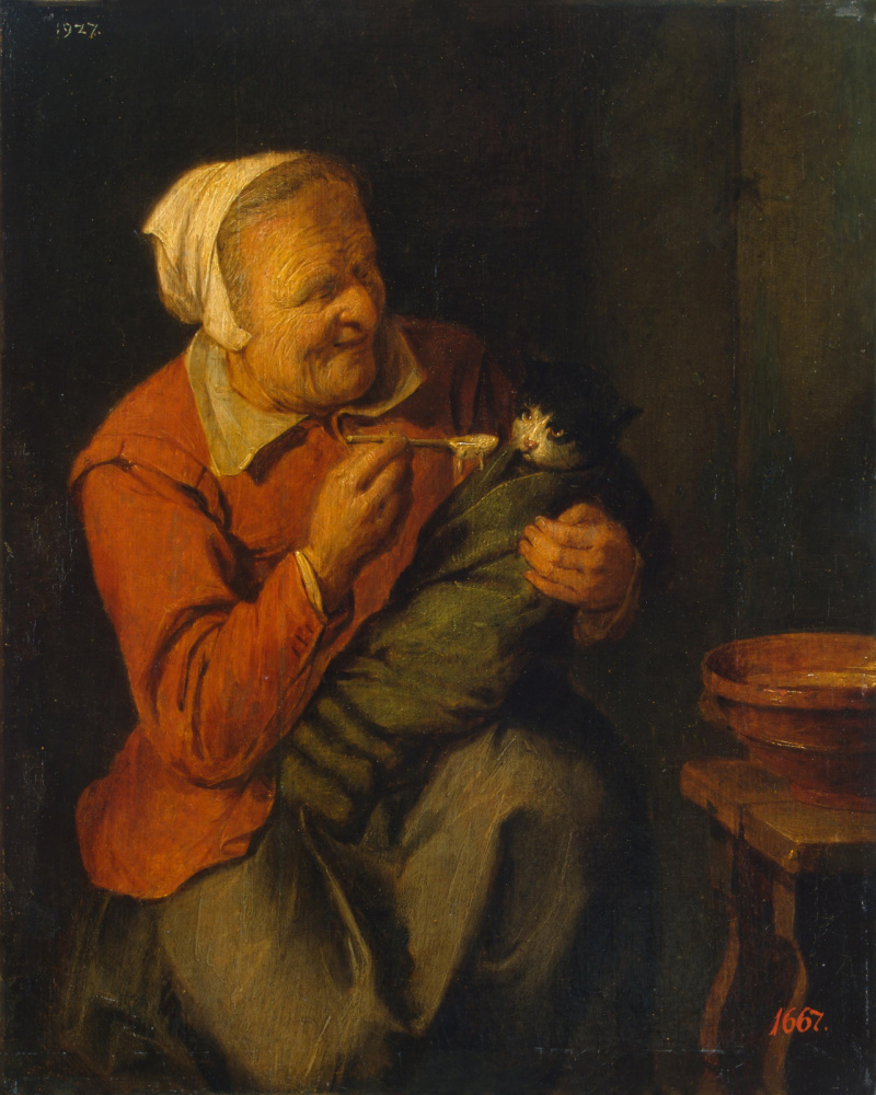 David Reikart. Peasant woman with a cat