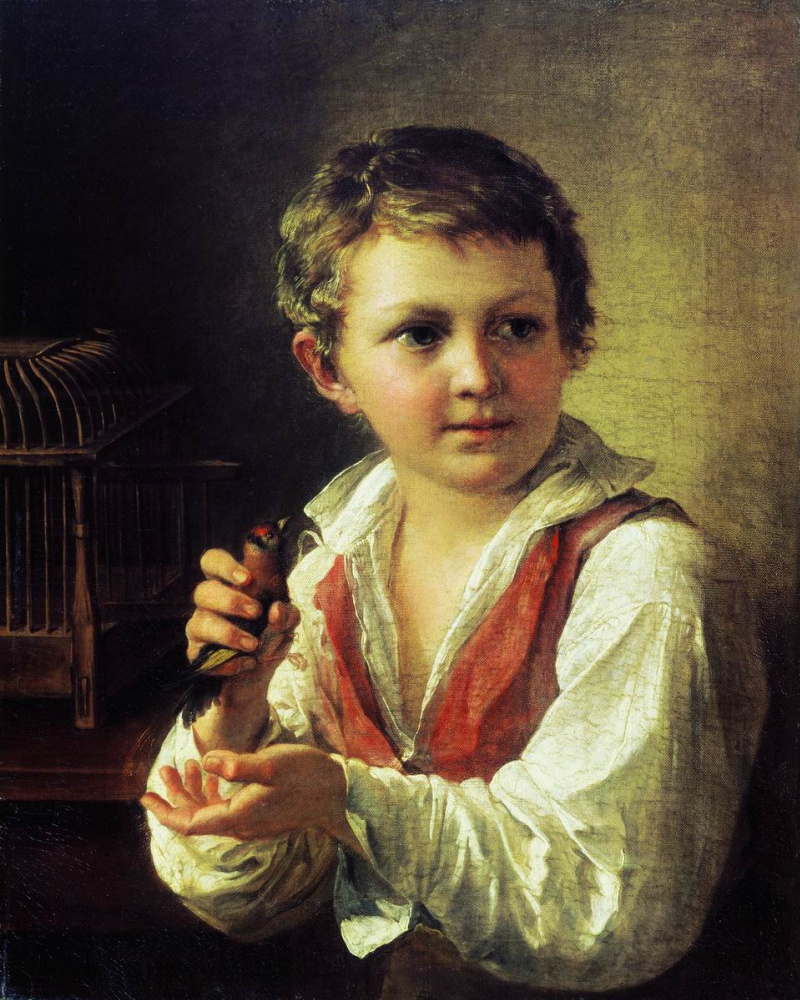 Vasily Tropinin. Boy with a goldfinch