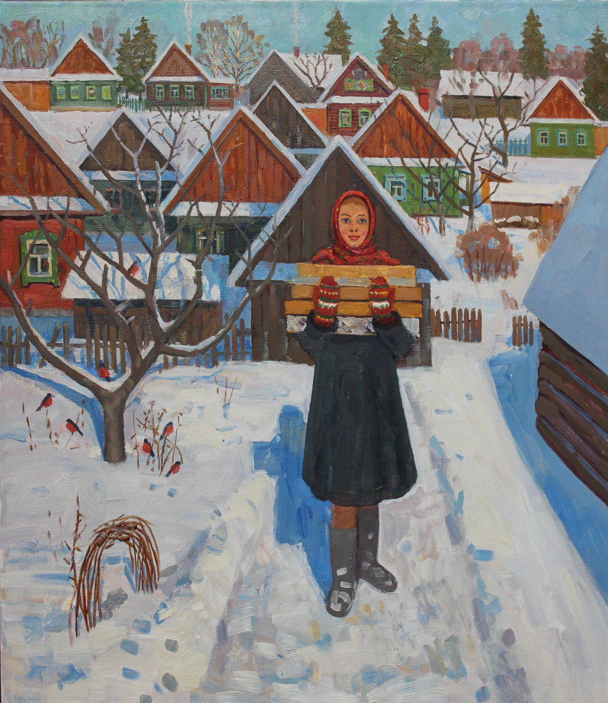 Eugene Alexandrovich Kazantsev. Frosty morning in the village.