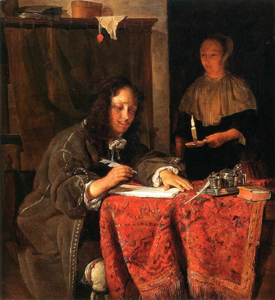 Gabriël Metsu. Man writing a letter