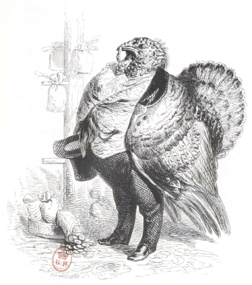 Jean Ignace Isidore Gérard Grandville. Banker. "Scenes of public and private life of animals"