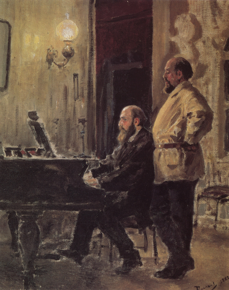 Vasily Polenov. S. I. Mamontov and P. A. Spiro at the piano