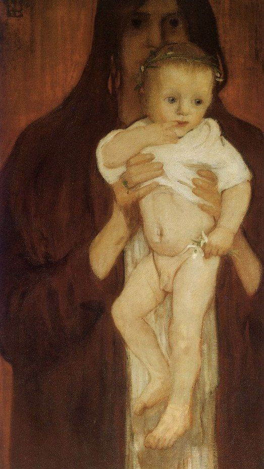 Elena Konstantinovna Luksh-Makovskaya. Self-portrait with her son Peter