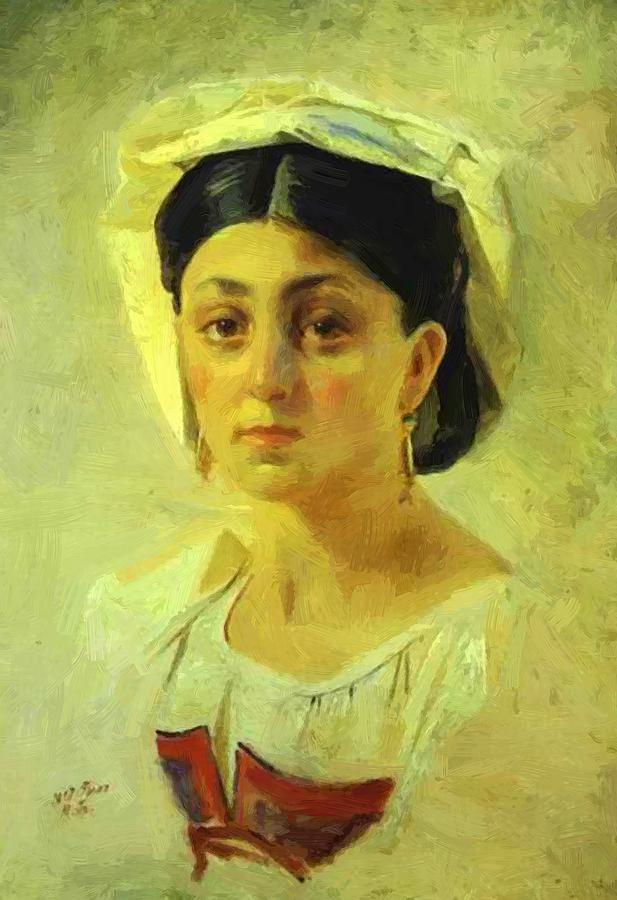 Nikolai Nikolaevich Ge. Young girl in folk costume. Unrealized sketch for the painting "Death of Virginia"