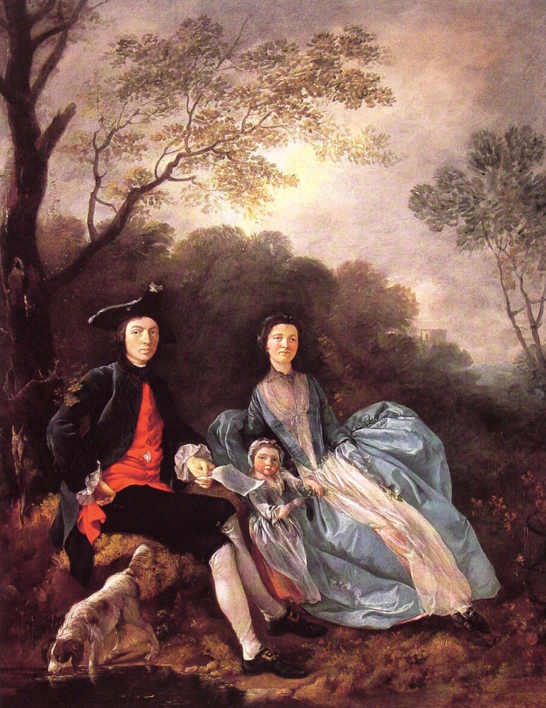 Self-portrait with wife Margaret and eldest daughter Mary