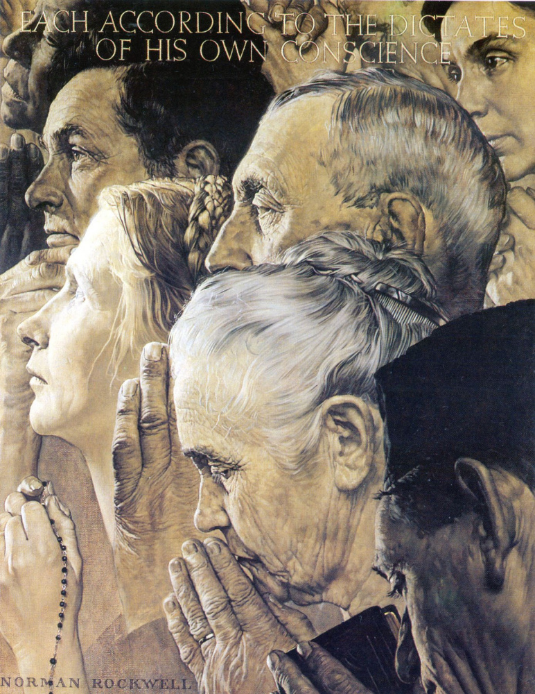 Norman Rockwell. Cuatro libertades: libertad religiosa