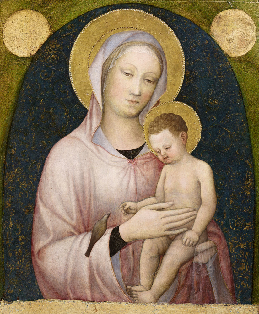 Jacopo Bellini. Madonna with baby and bird