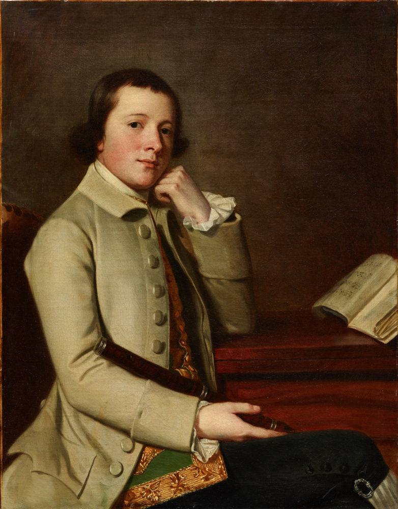 George Romney. Portrait of a young man with a flute