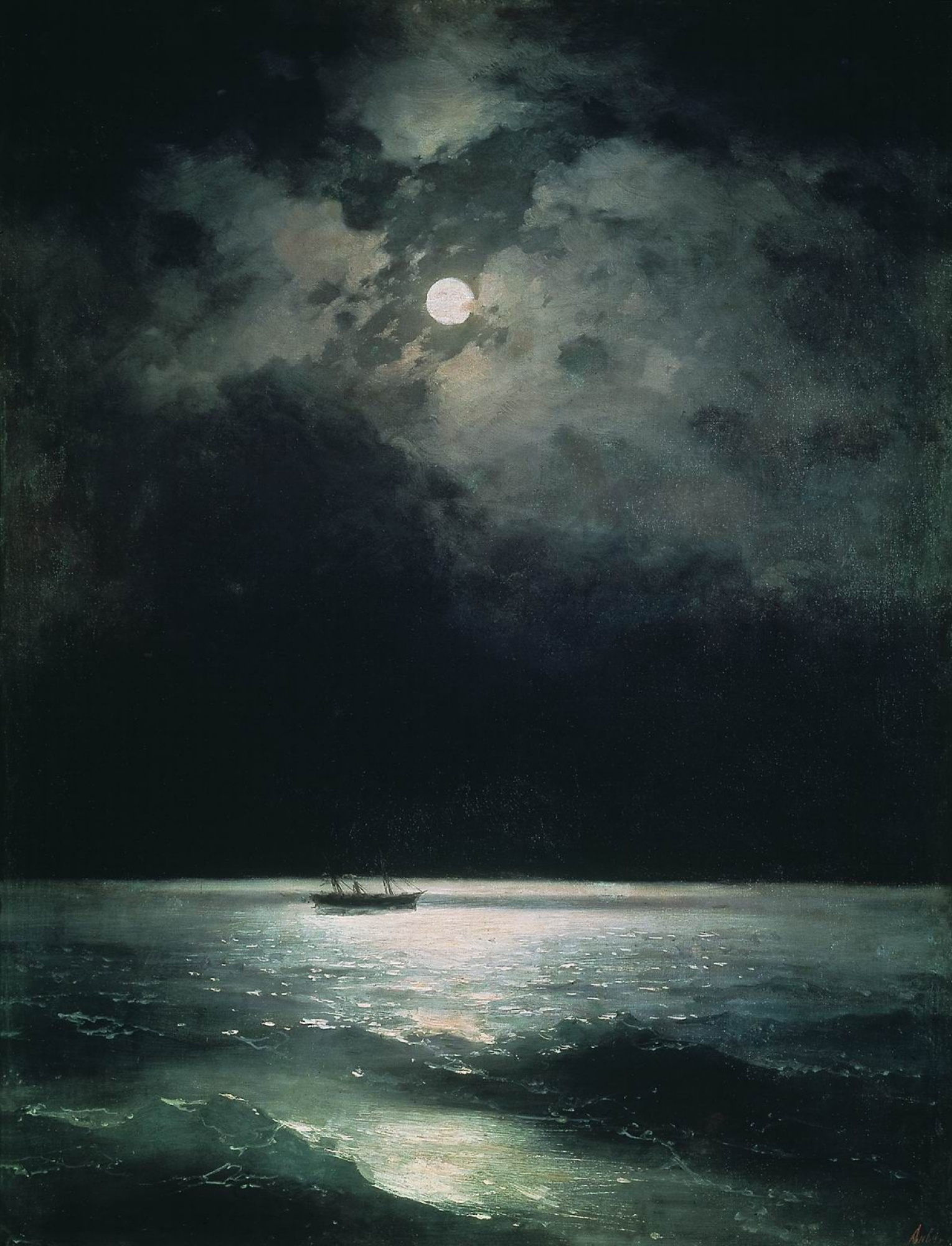 Buy digital version: Night on the Black Sea by Ivan Aivazovsky, Odessa |  Arthive