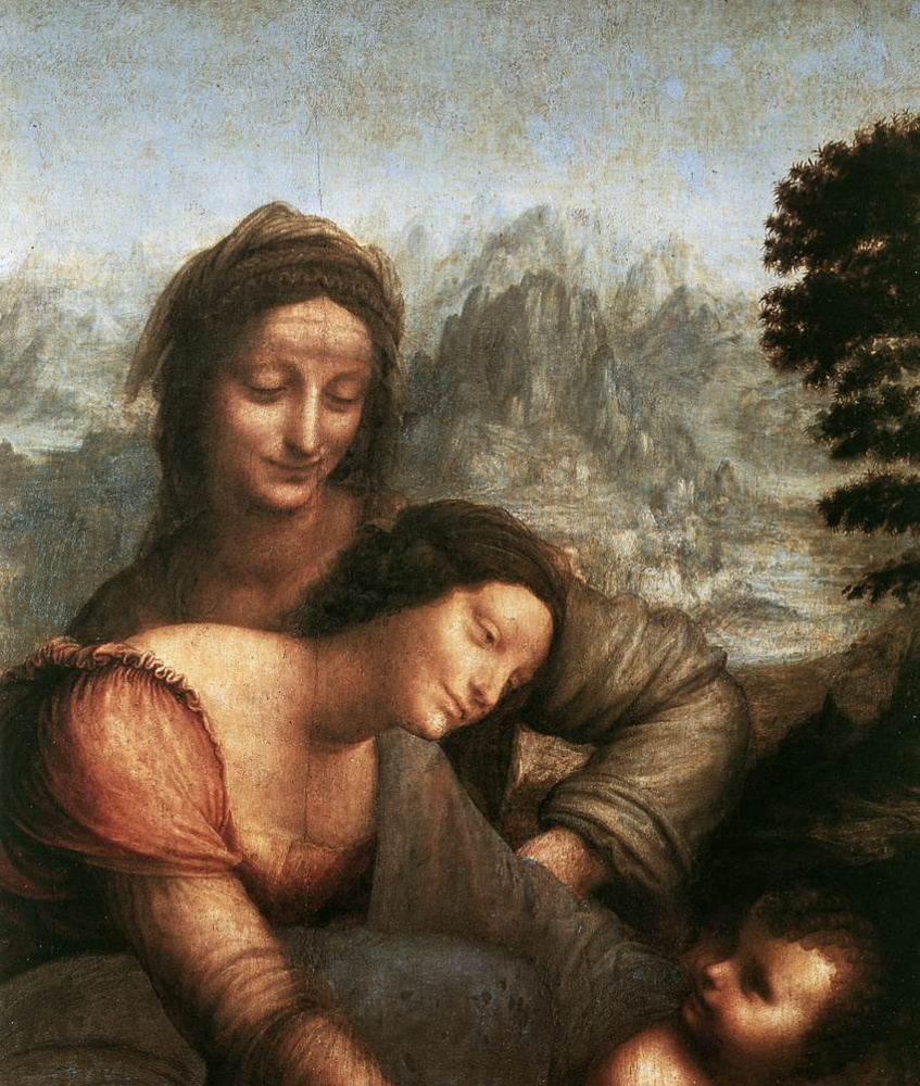 Leonardo da Vinci. Madonna and child with St Anne (detail)
