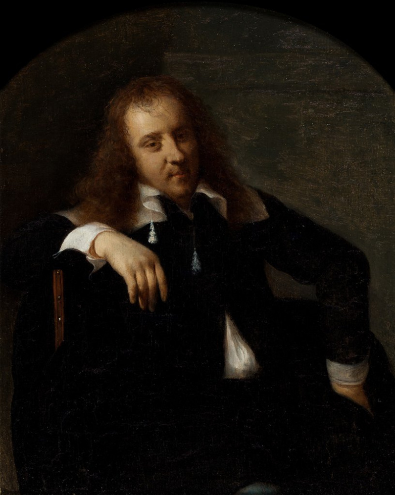 Gabriël Metsu. A self-portrait. Part of a diptych family portrait