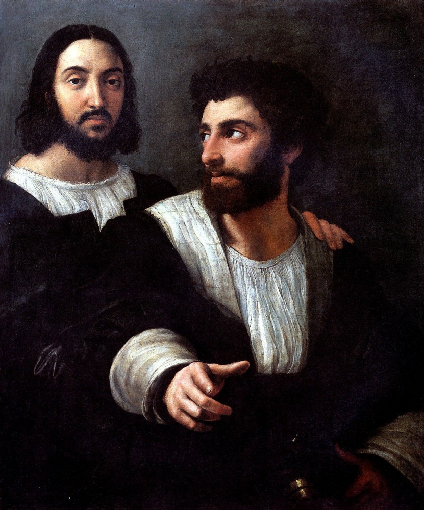 Raphael Santi. Double portrait / self-Portrait with a friend (Giulio Romano?)