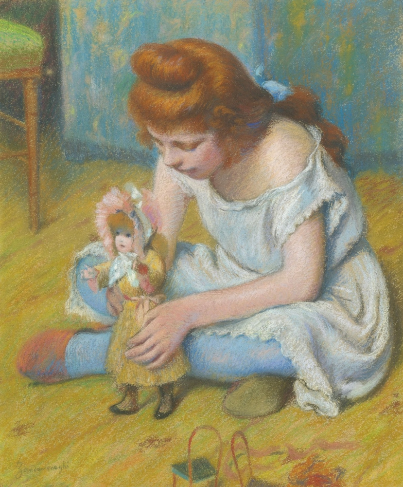 Federico Zandomeneghi. Fille jouant avec une poupée