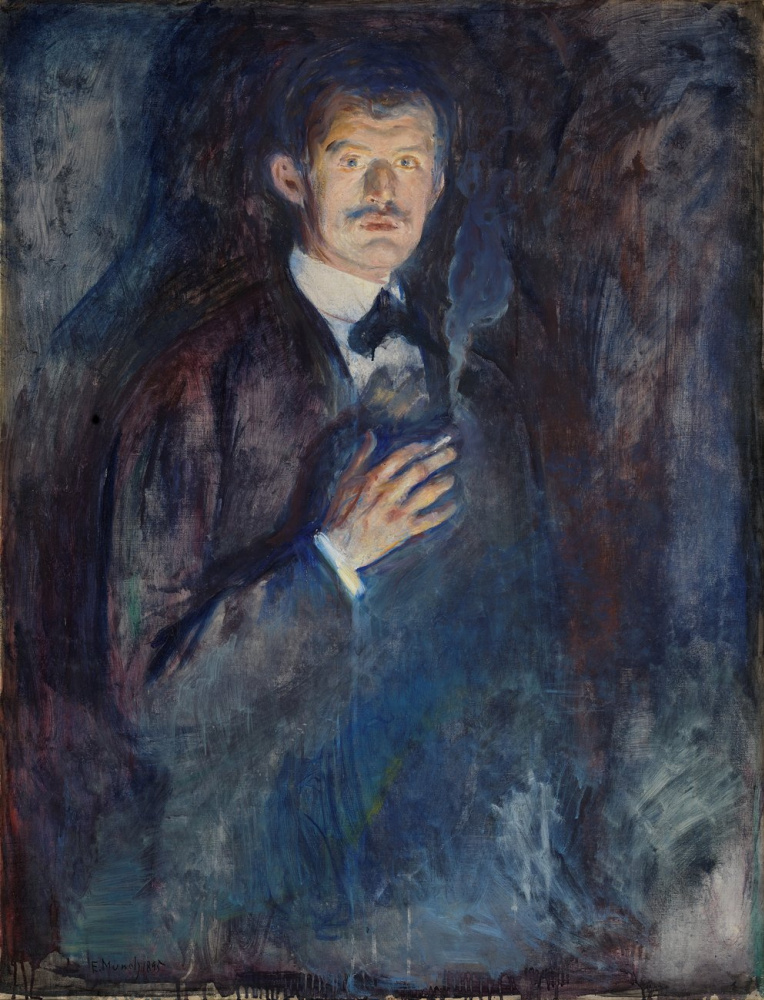 Edvard Munch. Self-portrait with a lit cigarette