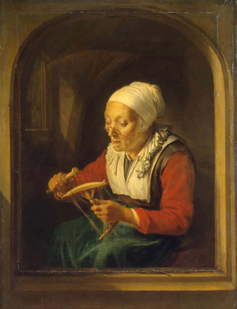 Gerrit (Gerard) Dow. The old lady, unwinding the thread