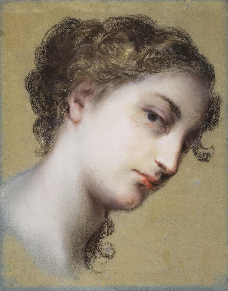 Rosalba Carriera (Carrera). The head of a young dark-haired woman