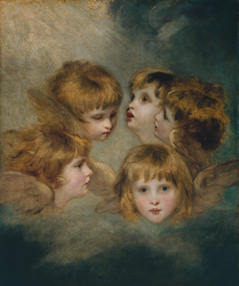 Joshua Reynolds. Angel head Portrait of a child in different angles