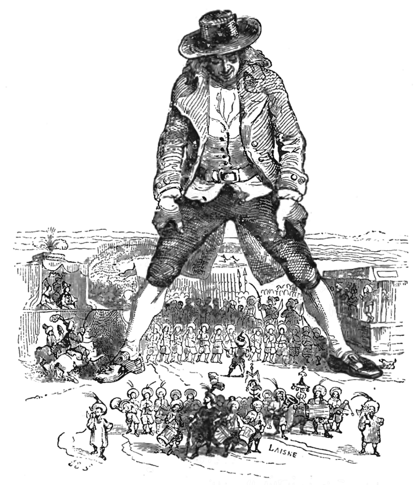 Jean Inias Isidore (Gerard) Granville. Au dessus de la place. "Les voyages de Gulliver"