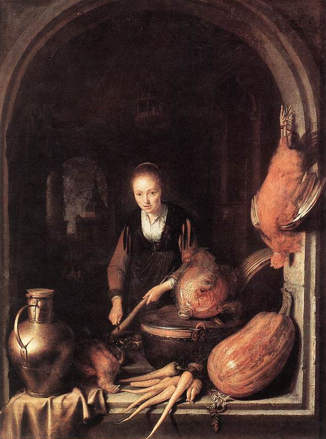 Gerrit (Gerard) Dow. Woman cleaning carrots
