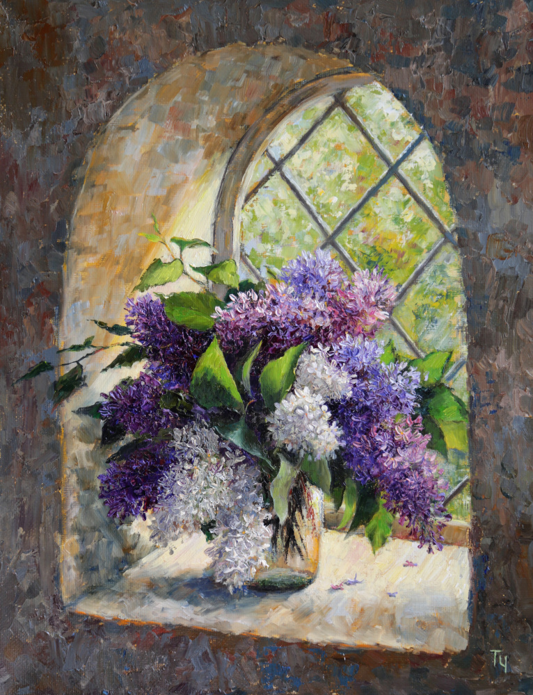 Tatyana Chepkasova. Lilac in the window