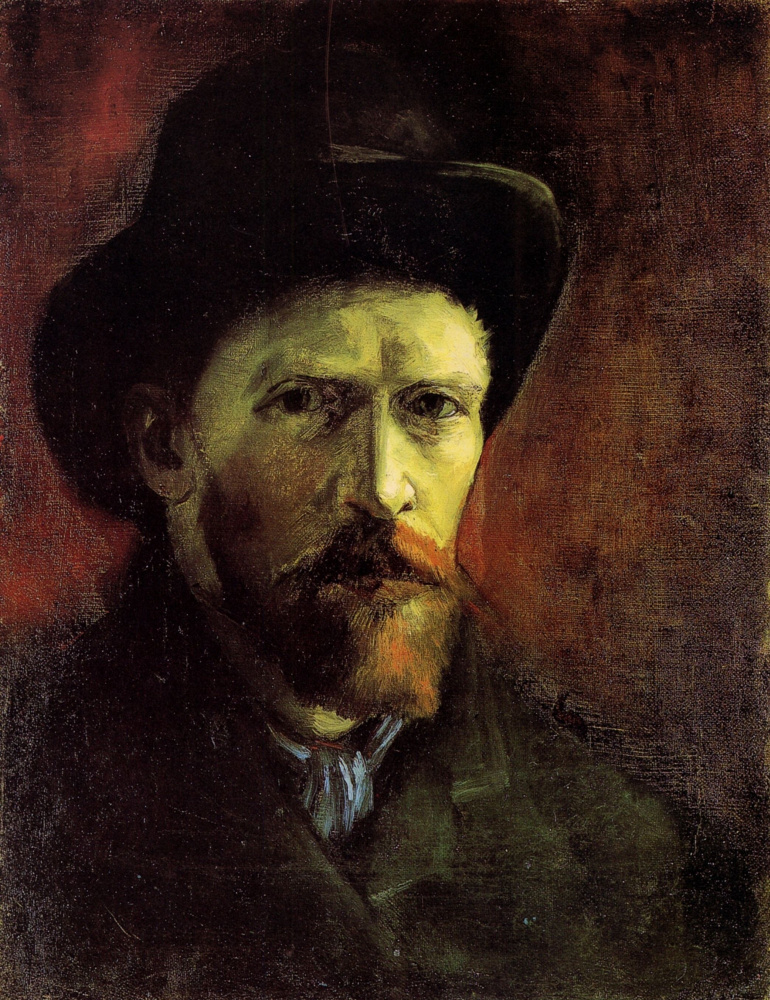 Vincent van Gogh. Self portrait in a dark felt hat