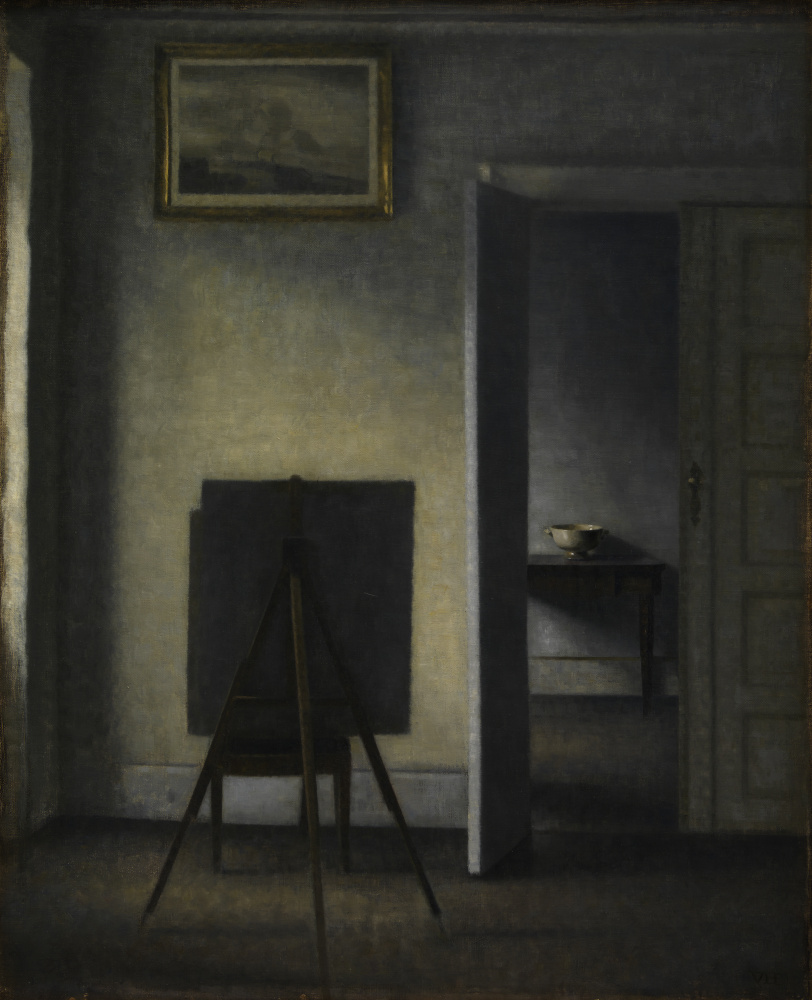 Vilhelm Hammershøi. Interior with easel (painter's easel)