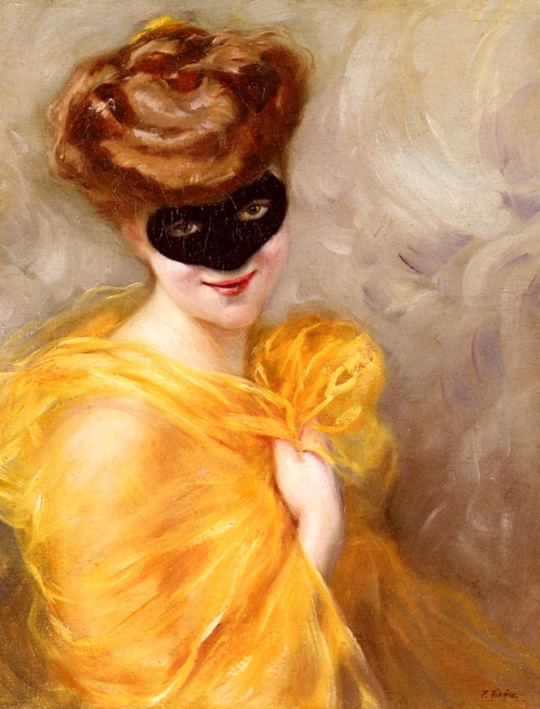 Pierre Ribera. Lady at the masquerade ball