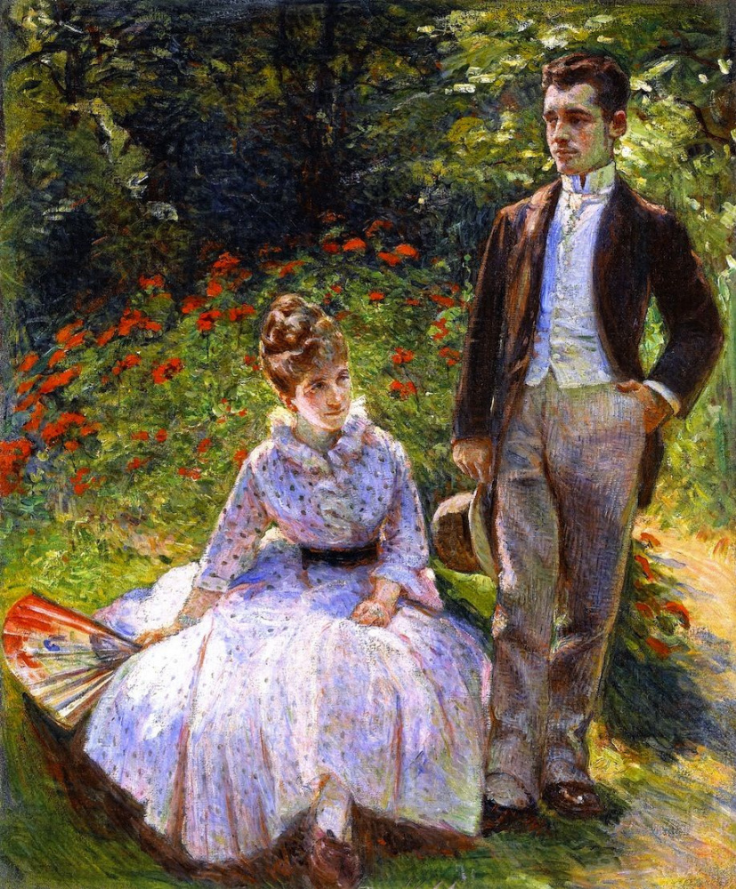 Marie Bracquemond. Pierre and his aunt Louise in the garden