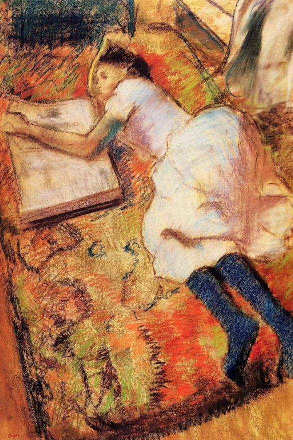 Edgar Degas. Young girl reading on the floor