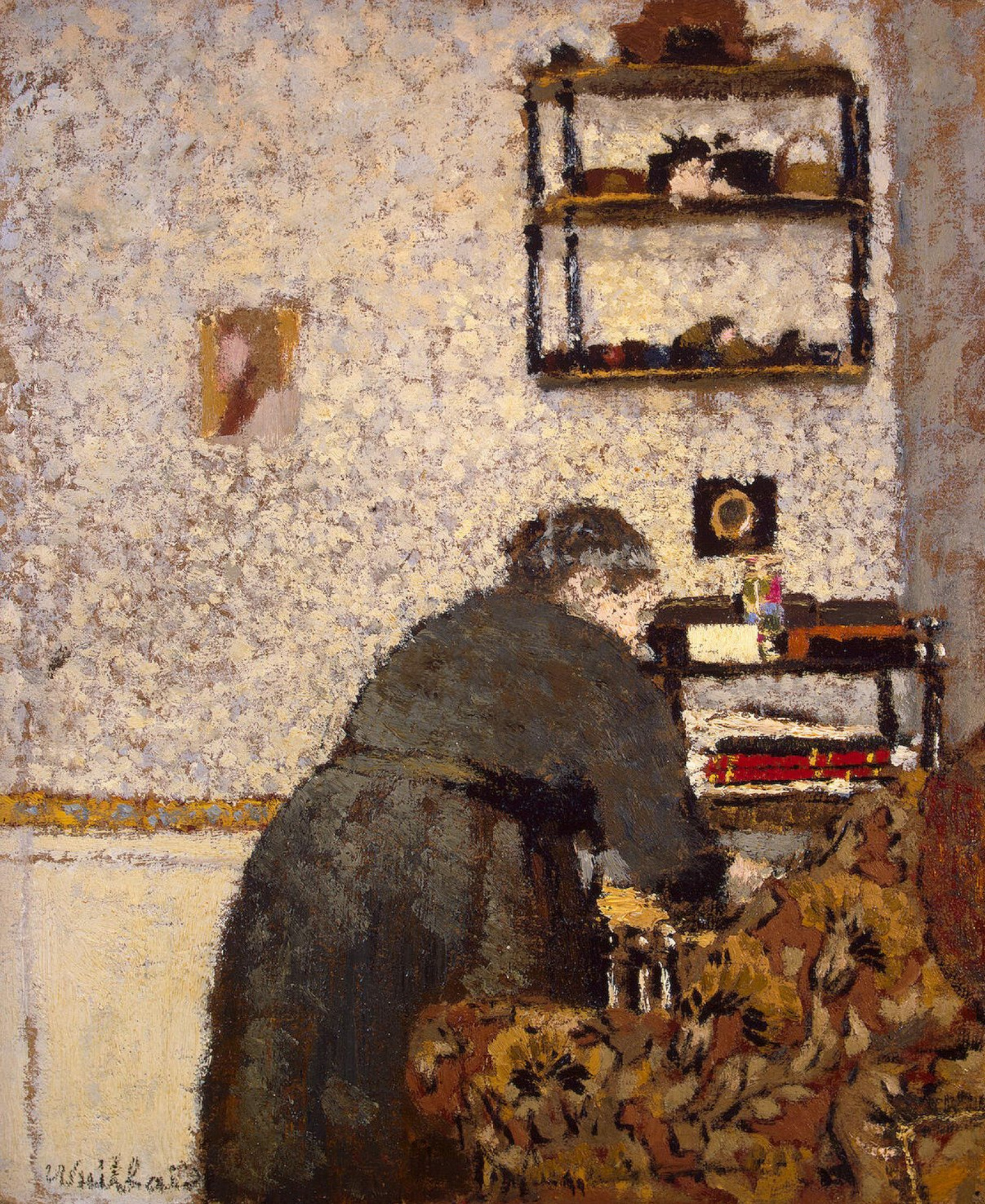 Madame Vuillard in the living room, 1893, 23×28 cm by Jean Edouard